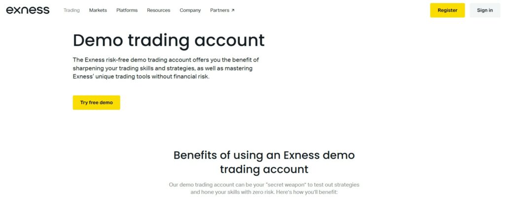 Exness Demo Account