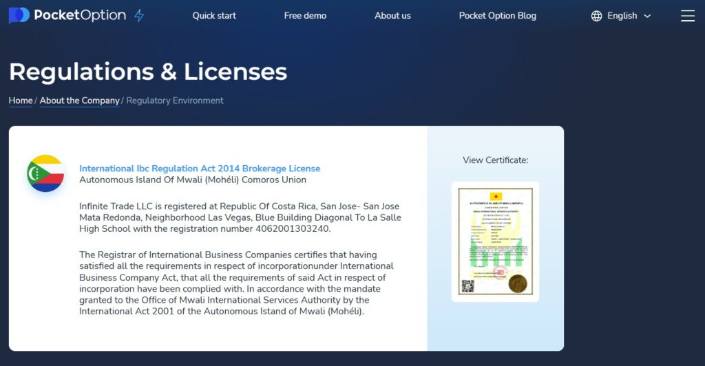 Pocket Option Licensing and Security